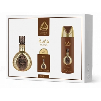 Lattafa Masa набор: парф.вода, 100 мл + парф.вода, 20 мл + дезодорант-спрей, 200 мл