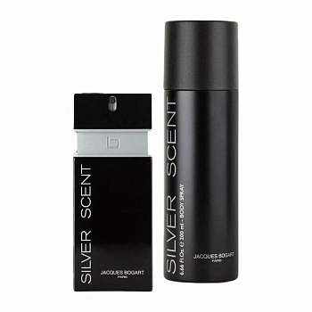 Jacques Bogart Silver Scent набор: туалетная вода, 100 мл + парфюмерный дезодорант, 200 мл Jacques Bogart Silver Scent набор: туалетная вода, 100 мл + парфюмерный дезодорант, 200 мл