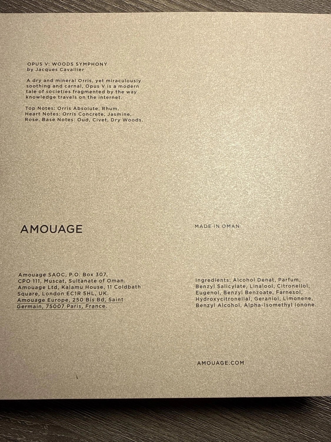 Amouage Opus V – Woods Symphony