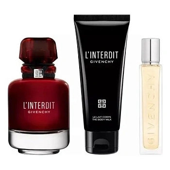 GIVENCHY L'Interdit Eau de Parfum Rouge набор: парф. вода, 80 мл + парф. вода, 12,5 мл + молочко д/тела, 75 мл GIVENCHY L'Interdit Eau de Parfum Rouge набор: парф. вода, 80 мл + парф. вода, 12,5 мл + молочко д/тела, 75 мл