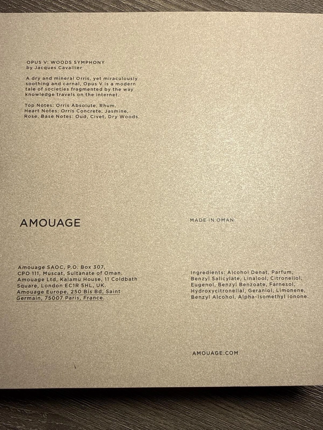 Amouage Opus V – Woods Symphony